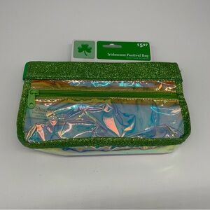 Iridescent Festival Bag with Green Glitter Trim Fanny Pack Waist Bag Belt Bag